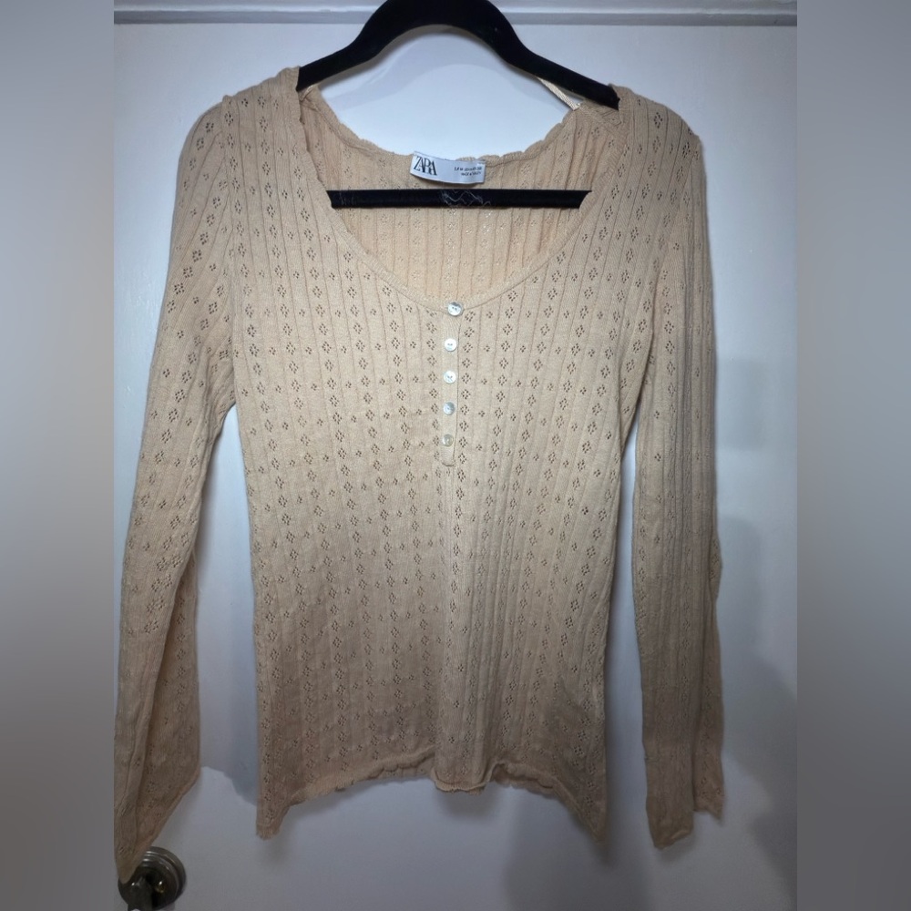 Zara Beige Lace Blouse